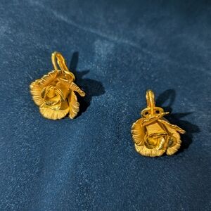 Elegant Gold Rose Drop Earrings for Women